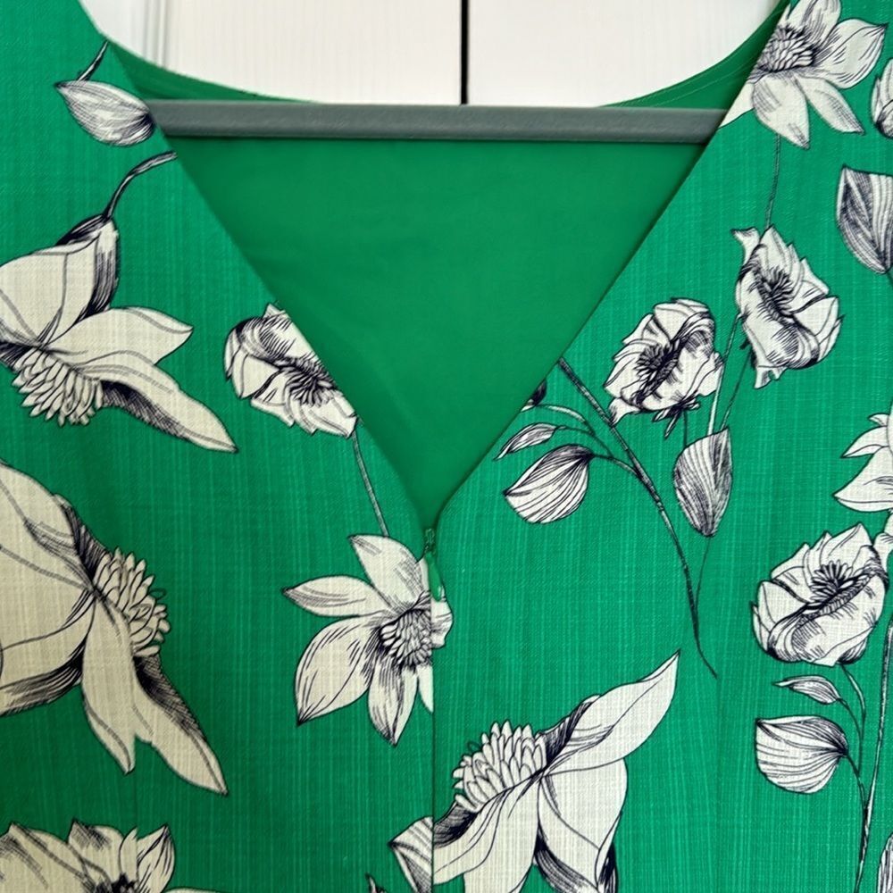 Eliza J Cap Sleeve Green and Blue Floral Print Dress, Size 8 - Picture 6 of 9